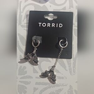Torrid Silver Gothic Halloween Bat Earrings